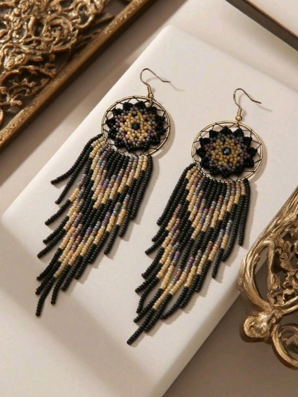 Dream Catcher Beaded Hoop Earrings